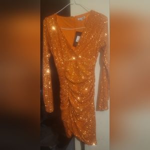 NWT Fashion Nova Medium Orange Sequin